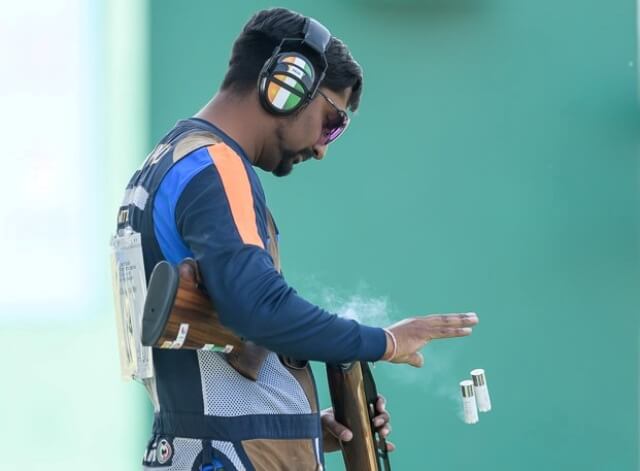 Ankur Mittal during the finals of Men's Double Trap at the ISSF World Cup - New Delhi. Photo - indianshooting.com