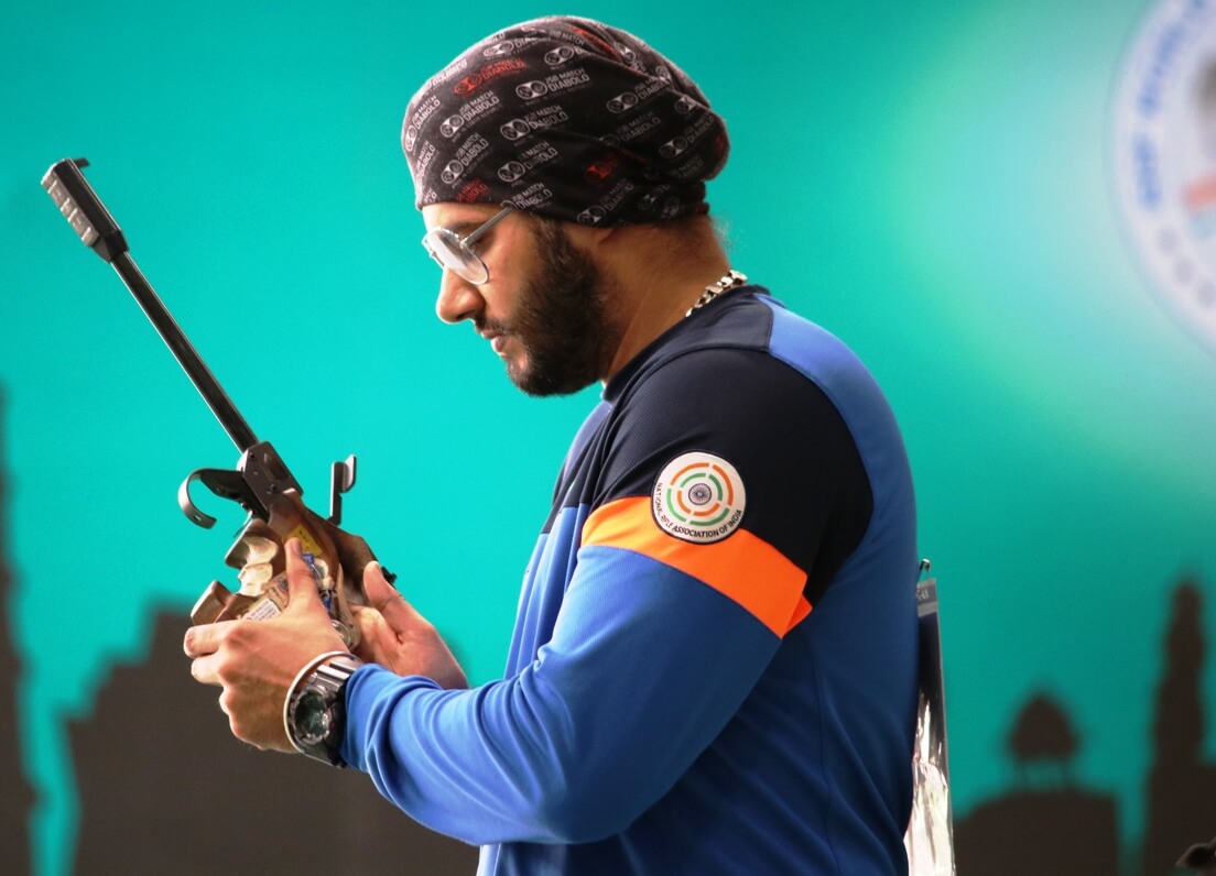 Amanpreet Singh during the finals of Men's 50m Pistol at ISSF World Cup - New Delhi. Photo - indianshooting.com