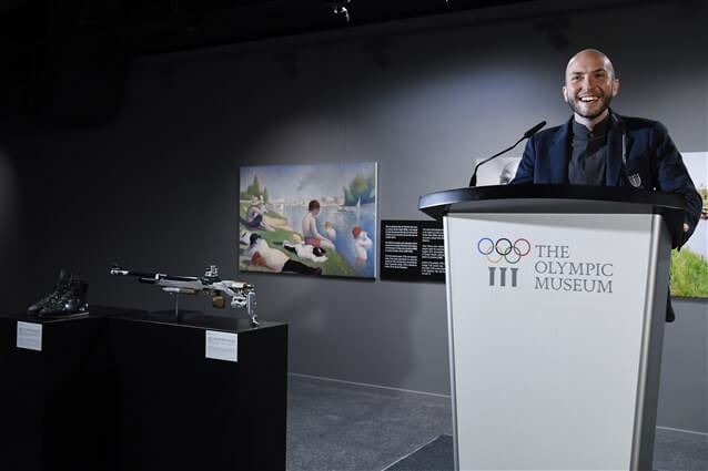 Niccolo Campriani at the Olympic Museum in Lausanne, Switzerland.