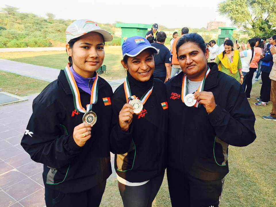 Army team led by Seema Tomar won the silver in team event.